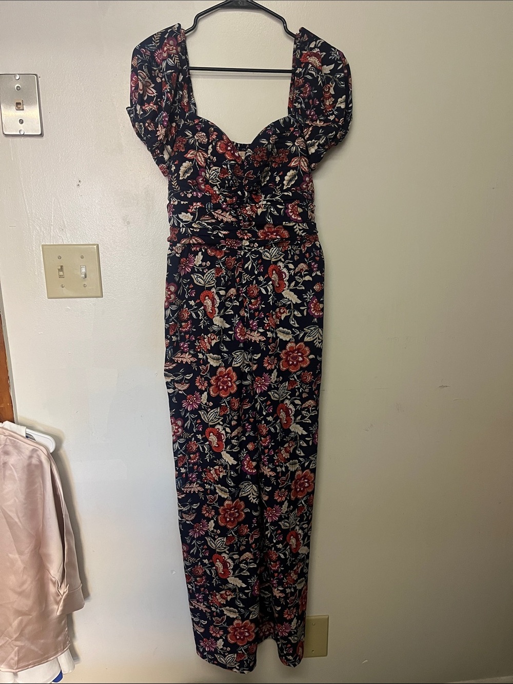 Band of the free Floral Sweetheart Maxi Jumpsuit in Navy and Red